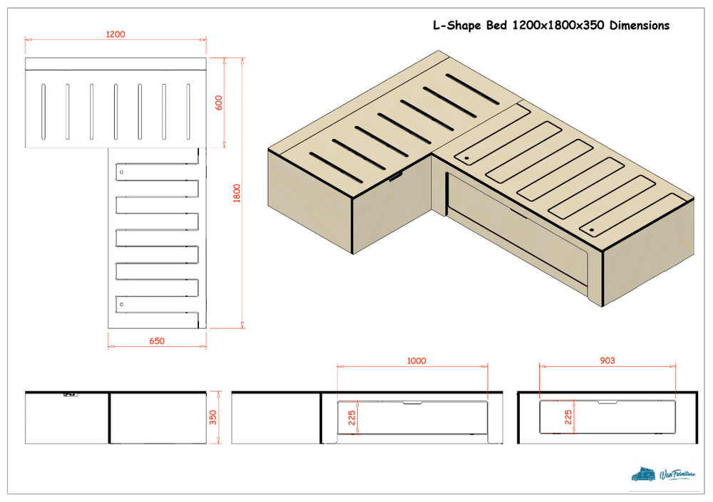 Low Height Plain Ply L Shaped Universal Bed